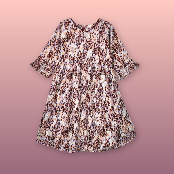 Abstract Floral Ruffle Dress – Elegant & Comfortable