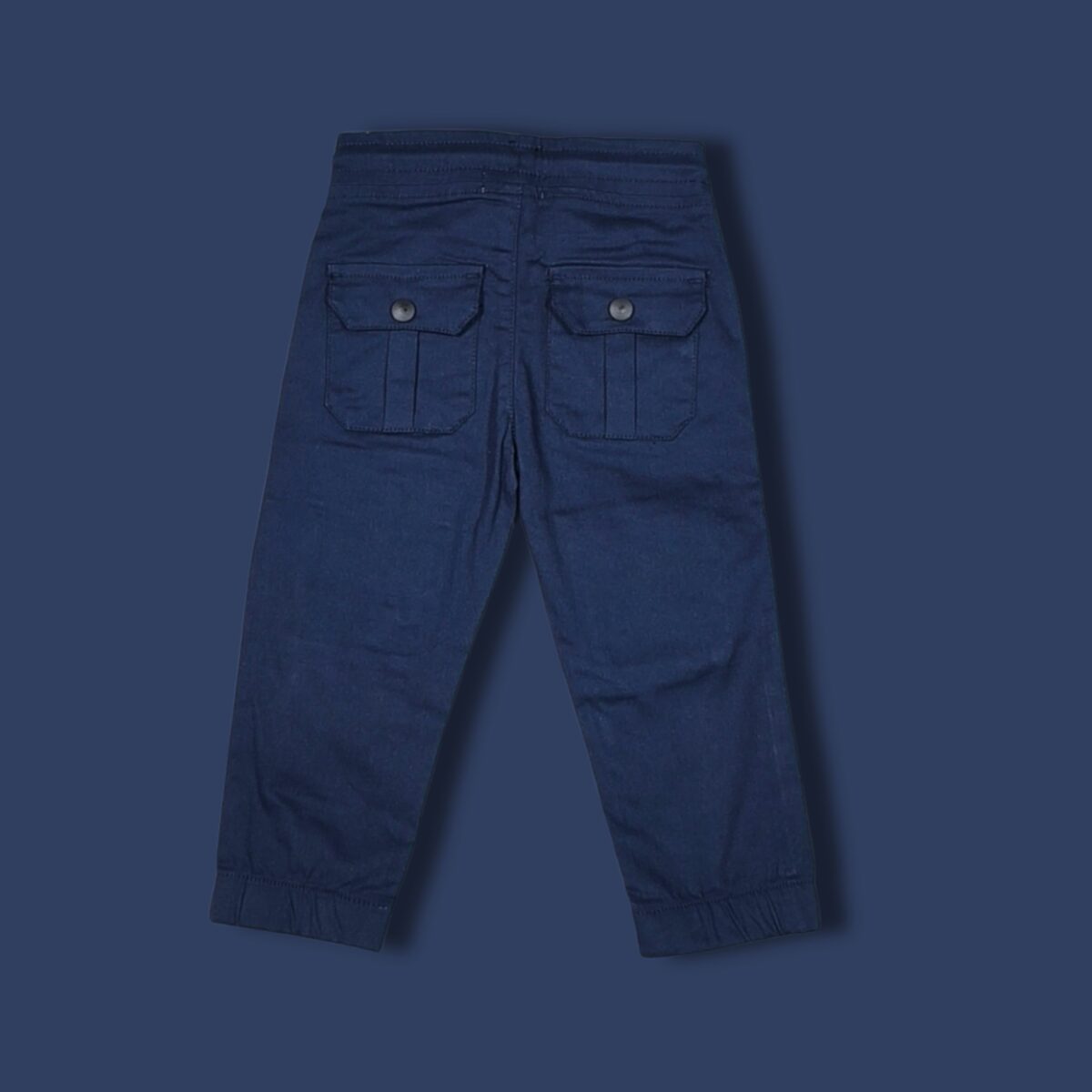 Dark Blue Elastic Waist Cargo Pants – Functional & Rugged - Image 2