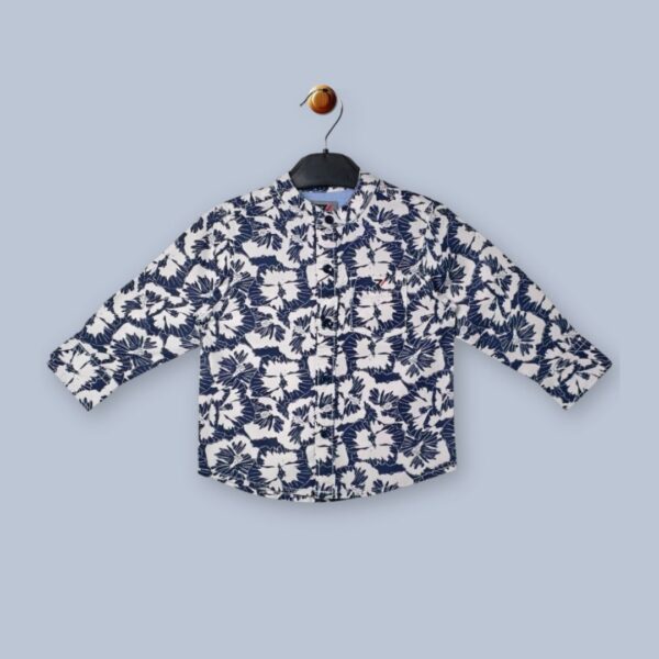 White Floral Long-Sleeve Shirt – Artistic & Refined