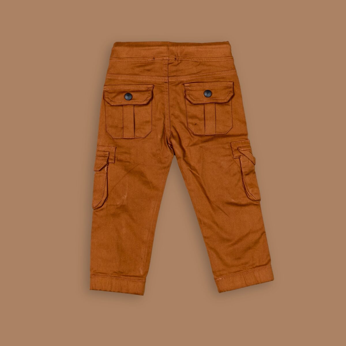 Kids' Brown Elastic Waist Cargo Pants – Durable & Stylish - Image 2