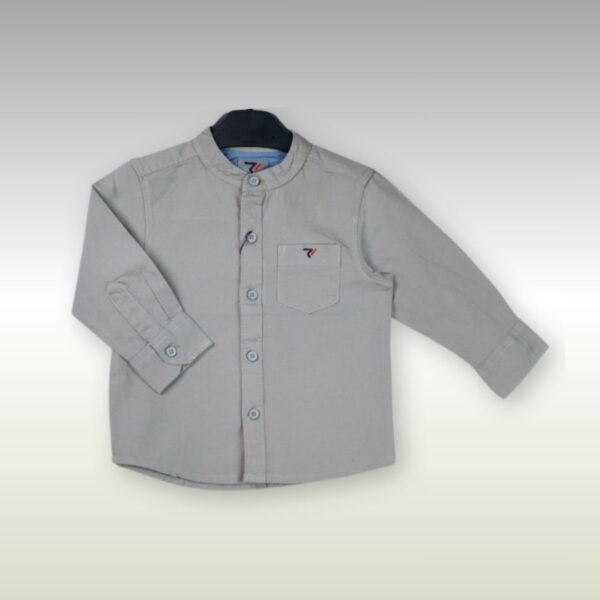 Light Grey Mandarin Collar Shirt – Sophisticated & Stylish