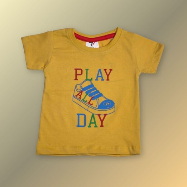 Yellow "Play All Day" Kids' T-Shirt – Fun & Energetic