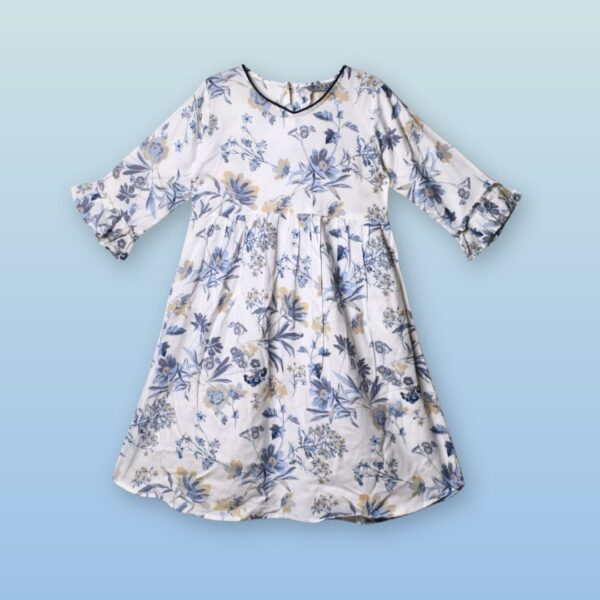 Girls' Ruffled White Floral Dress – Delicate & Adorable