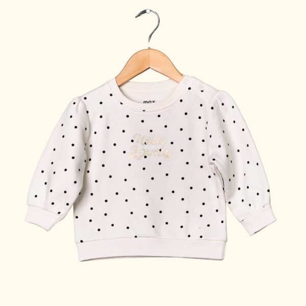 “Hello Lovely” Polka Dot Sweatshirt for Toddlers – Off-White