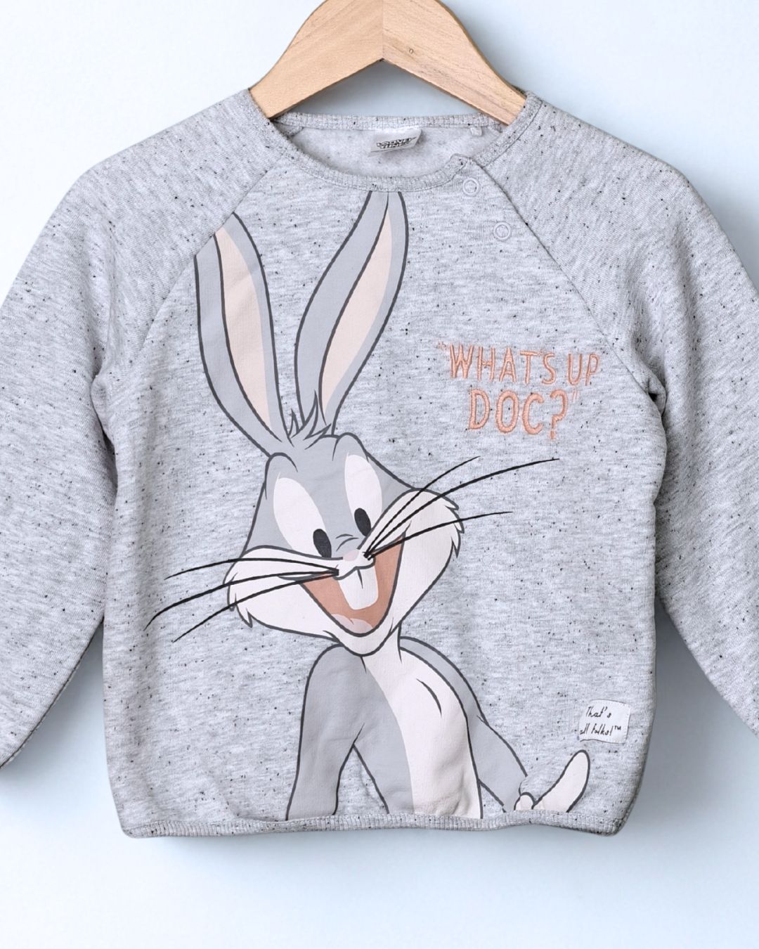 Bugs Bunny “What’s Up Doc?” Sweatshirt for Toddlers – Heather Grey - Image 2