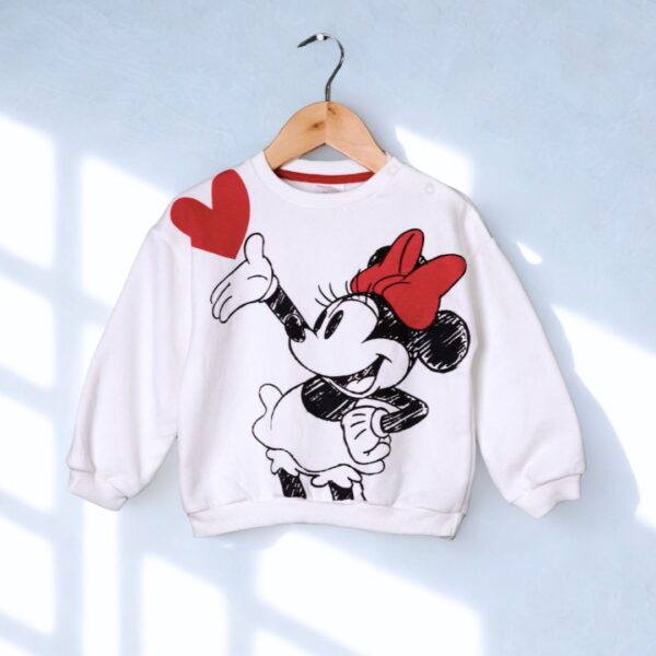 Minnie Mouse Love Print Sweatshirt for Toddlers – White & Red
