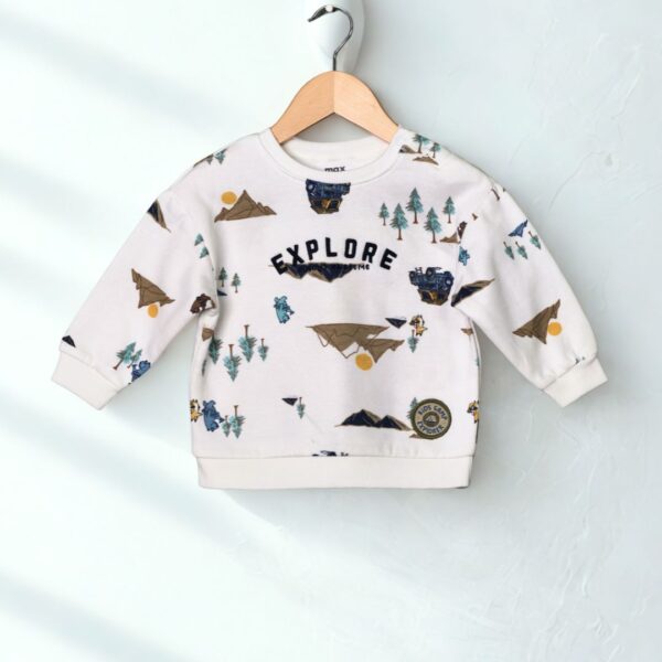 Adventure Explorer Printed Sweatshirt for Toddlers – Off-White