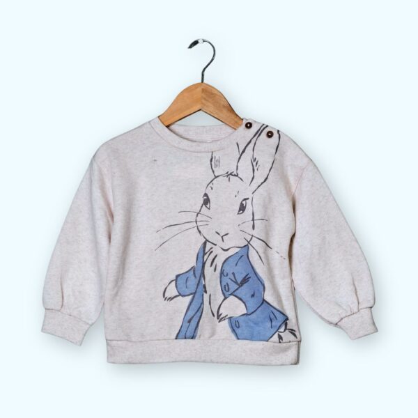 Classic Bunny Sketch Sweatshirt for Toddlers – Soft Beige