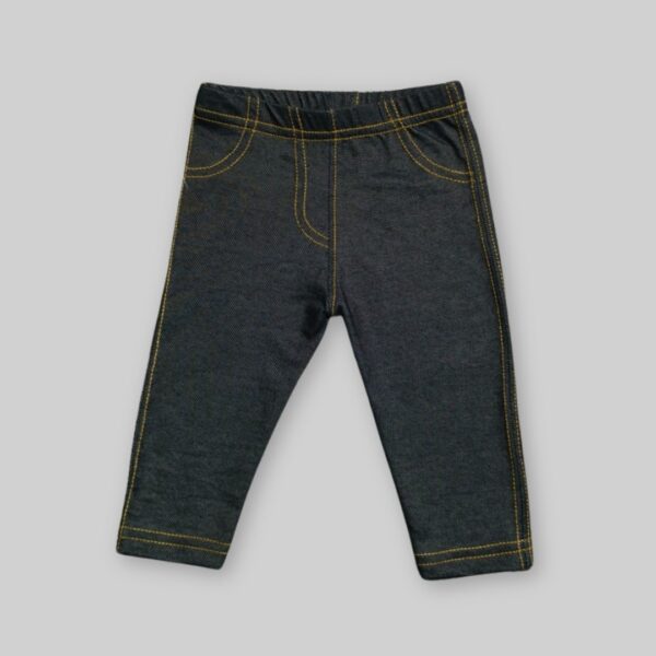 Stretchable Denim-Style Baby Leggings – Charcoal Black
