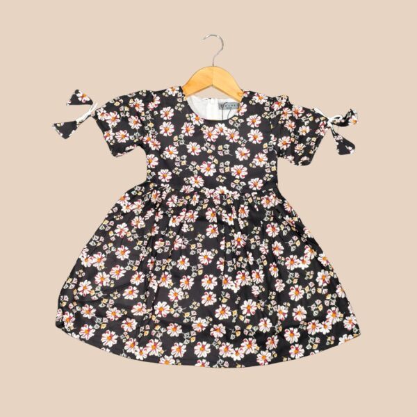 Rank1 Black Daisy Print Cotton Frock – Girls