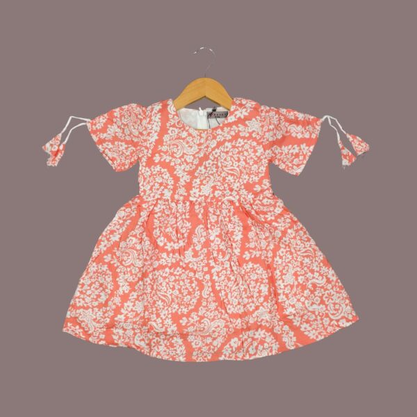 Rank1 Peach Paisley Printed Cotton Frock – Girls